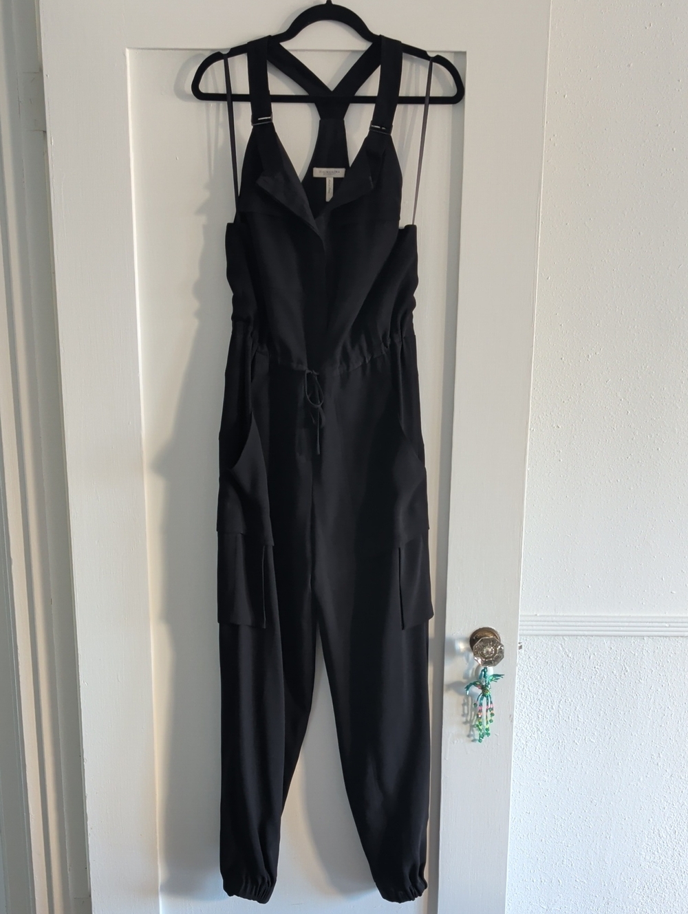 BCBGMaxAzria Runway Black Utility Cargo Jumpsuit